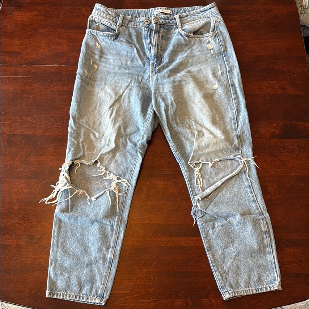 Zara Light Blue Distressed Women Jeans